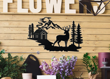 Vivegate Deer Wall Decor – 17.5”X11” Deer Decorations for Home Rustic Forest Wall Decor Deer Pictures Cabin Bathroom Wildlife Metal Wall Art