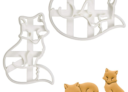 Set of 2 Fox cookie cutters (Designs: Fox Sleeeping and Sitting), 2 pieces - Bakerlogy