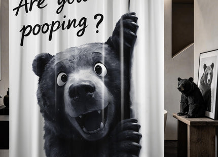 puuiui Funny Black Bear Shower Curtain Kids Animal, 70x72 Inchs