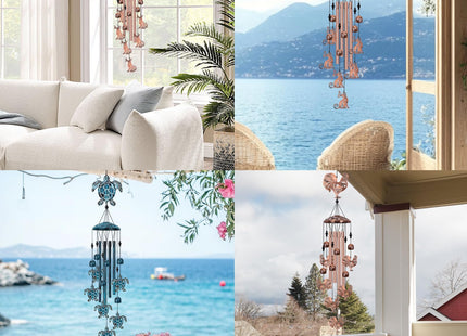 Marwey Sea Turtle Wind Chimes for Outside, 40" Metal Sea Turtle Decor