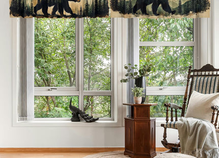 AWJJPO Bear Valance Curtain for Windows 2 Pack Paw Prints Mountain Rustic Forest Rod Pocket Decorative Window Valance for Kitchen Bathroom Bedroom Living Room 54 x 18 Inch