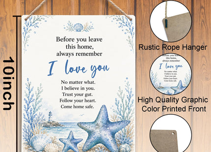 FUGWN Coastal Before You Leave This Home Hanging Wooden Signs 8x10 Love
