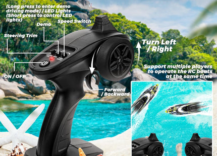 BEZGAR TX123 Remote Control Boats - Fast Speed RC Boat 32+ KPH with Suitcase for Lakes & Pools & Salt Water