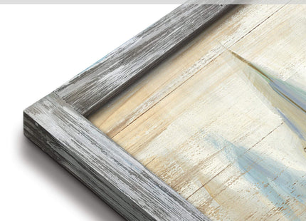 Beach Pictures Wall Decor Framed: Large Coastal Artwork Sailboat Picture Wall Art Abstract Painting on Ocean Seaside Wooden Art for Bedroom(48x24)