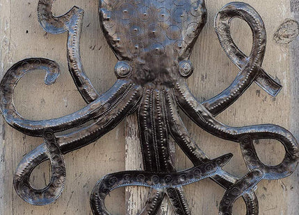 It's Cactus Handcrafted Octopus Sea Wall Hanging Art, Nautical Beach Theme House Decorations, Handmade in Haiti 23 x 23 Inches (Nautical Octopus)