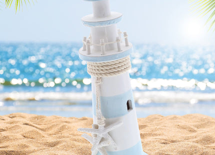 CoTa Global Handcrafted Blue Lagoon Wooden Lighthouse Decor - 11.5 Inches