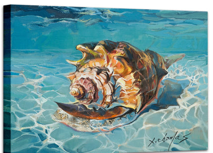 JZLDZS Blue Ocean Beach Seashell Wall Art, 12x16 Inch Framed