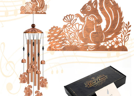 Hoemwarm Squirrel Wind Chimes for Outside Squirrel Gifts for Women Men