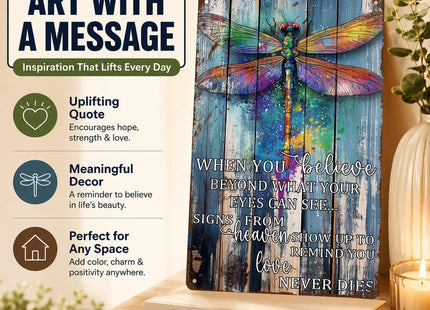 Dragonfly Wall Decor Dragonfly Decor for Home Quote Metal Sign 8x12 Inch
