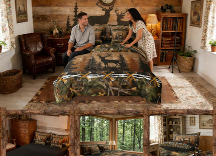 Erosebridal Deer 7 Piece Comforter Set Full Bed in a Bag | Country Camo Bedding Sets Mens Elk Moose Comforter and Sheet Set, Deer Comforter Set Woodland Animals Farmhouse Bed Sets,Cabin Hunting Decor