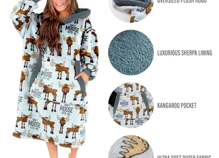 LazyOne Oversized Hoodie, Wearable Blankets for Women and Men (Don't Moose)