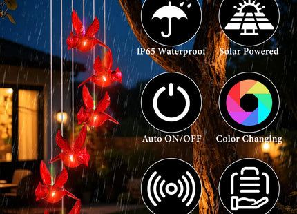 Cardinal Solar Wind Chimes Outdoor Christmas Cardinal Gifts for Women