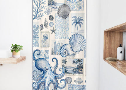 Riyidecor Ocean Nautical Coastal Shower Curtain