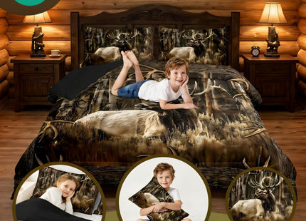 Erosebridal Rustic Deer Comforter Set Cabin Lodge Vintage Elk Full
