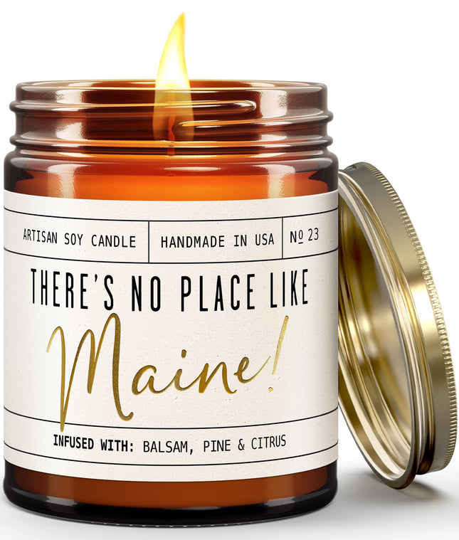 Maine Gifts, Maine Decor for Home - 'There's No Place Like Maine Candle, w/Eucalyptus, Spearmint & White Tea I Maine Souvenirs I Maine State Gifts I 9oz Jar, 50Hr Burn, USA Made