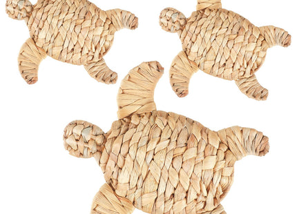 Threehoney 3 Pcs Sea Turtle Beach Decor Handmade Wicker Turtle Wall Decor