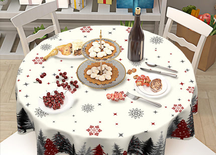 ABSOP Christmas Snowflake Tablecloth 60 Inch Gary Red Tree Table Cloth