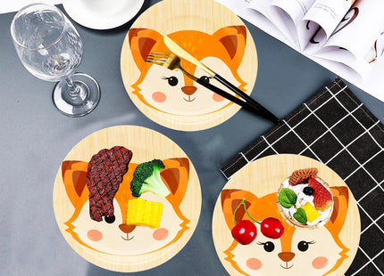 50 Pcs Fox Party Supplies Woodland Animal Fox Paper Plates 7"Fox Dessert Plates Disposable Jungle Animal Fox Plates for Fox Theme Jungle Animal Baby Shower Cartoon Fox Birthday Party Decorations(Fox)