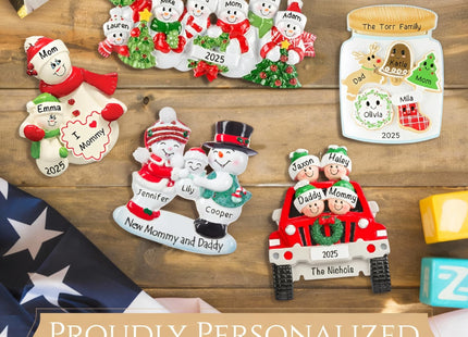 Personalized Family of 5 Ornament 2026, Bears in a Canoe