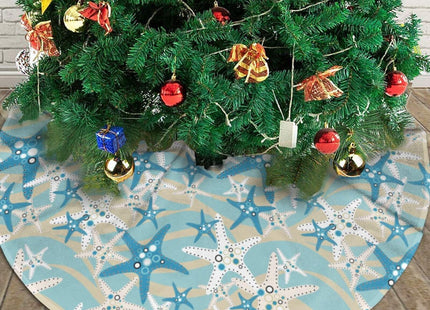 Christmas Tree Skirt,Beach Starfish Xmas Tree Skirt Rustic Farmhouse Tree Skirt for Christmas Decor Xmas Holiday Home Party Decorations30