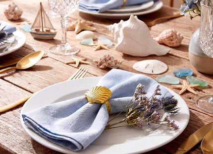 Yungyan 12 Pcs Gold Shell Napkin Rings Coastal Seashell Beach Napkin Holder