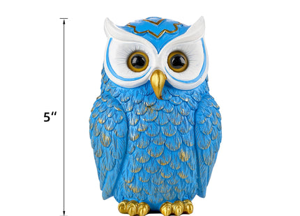 Buildopia Owl Figurine Home Decor – Cute Resin Owl Statue Sculpture, Blue