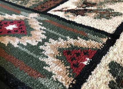 Carpet King Cabin Style Long Runner Area Rug Rustic Native American Western Country Bear Elk Deer Wildlife Lodge Native Design 386 (32 Inch X 10 Feet)
