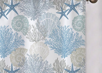 Coastal Starfish Coral Kitchen Curtains Sets for Windows Over Sink Nautical Beach Seashell Short Curtain for Small Bathroom Window Spring Summer Half Treatment Tier Drapes for Bedroom 26x24 Inch