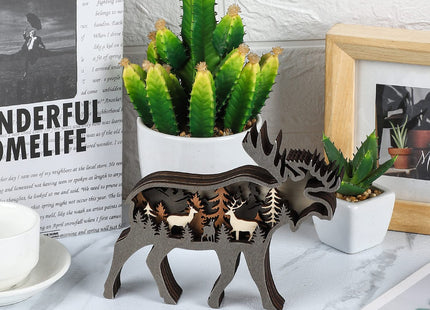 Laozai Cabin Decor Wooden Deer Wall Art