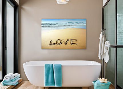 Goldfoilart Beach Canvas Wall Art for Living Room Seascape Paintings Love Coastal Picture Framed Artwork for Bathroom Bedroom Office Decor 36" x 24"