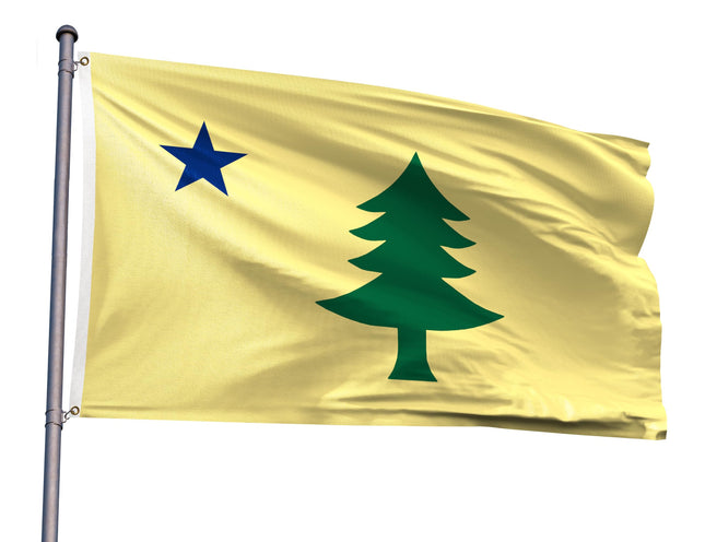 Original 1901-1909 Maine State Flag 2x3FT ME Flag Polyester Vivid Color With 2 Brass Grommets For Maine Themed Festival Events Party Decoration Indoor Outdoor (1901-1909 ME-1, 2x3ft)