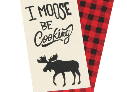 Lazy One Kitchen Towel Set, Hand & Dish Towels, Set of Two Tea Towels Moose