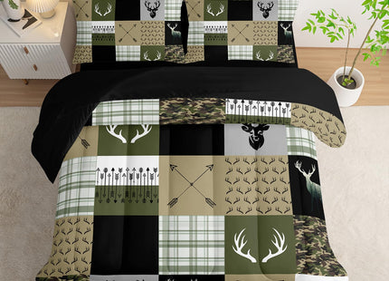 Nttopship Hunting Camo Comforter Sets Bed in A Bag Twin Size 7PCS Red Bedding Set，Deer Hunting Camo Comforter Set,Bed Sheet Set Hunt Deer for Girls Boys Kids,Microfiber Lightweight All Season