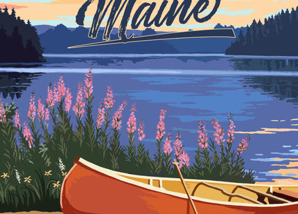 Lantern Press Maine, The Way Life Should Be, Canoe and Lake (Absorbent Ceramic Coaster, Single, Cork Back, Kitchen Table Decor)