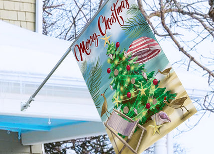 Covido Merry Christmas Pine Tree Decorative House Flag, Xmas Coastal Bird