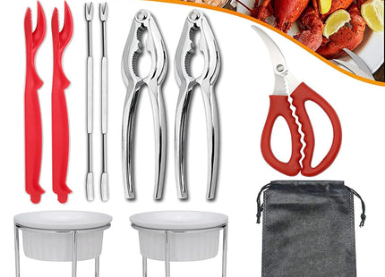 10PC Crab Lobster Crackers Tools, Butter Warmers for Seafood Tools Set