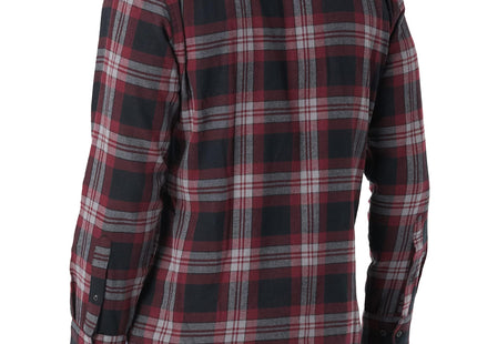 Amazon Essentials Men's Slim-Fit Flannel Long-Sleeve Button Down Shirt with Two Pockets, Black Burgundy Plaid, Medium