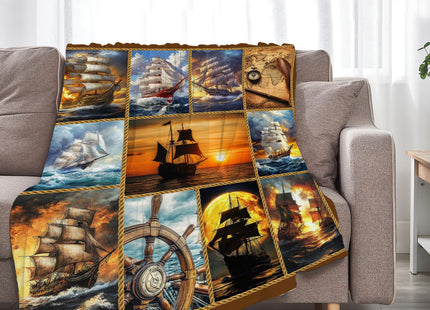 Tijuboni Nautical Sailboat Throw Blanket for Girls Boys 50"x40"
