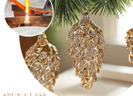 Spun Glass Pinecone Christmas Ornaments for Tree