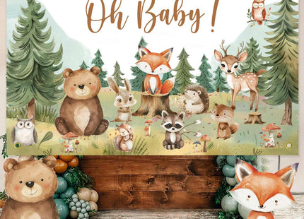 Woodland Baby Shower Decorations Backdrop Banner