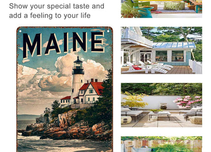 Maine Coastal Lighthouse Aluminum Metal Sign 8 x 12 Inch