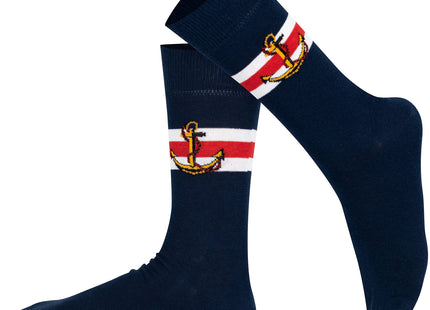 Mysocks Mens Multi Design Crew Socks Nautical Anchor Navy