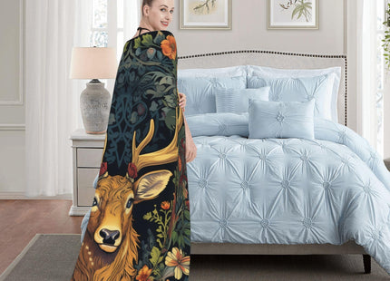 Deer Throw Blanket Soft Plush Fleece Blankets Warm Cozy Lightweight Fuzzy Blanket for Bed Sofa Couch Home Decor 80"X60"