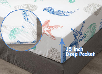 JSD Coastal Beach Theme Kids Twin Sheet Set 3 Piece Deep Pocket