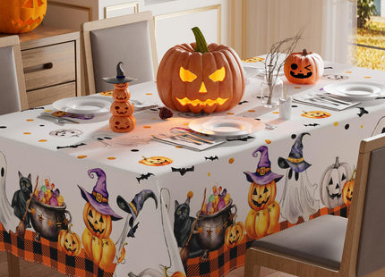 XCHI Halloween Ghost Pumpkin Rectangle Tablecloth Decorations 60x84 Inch