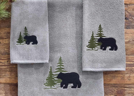 BLACK FOREST DECOR Bear & Pine Tree Hand Towel 16" Wx28 L