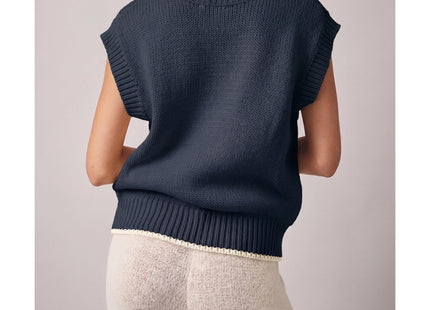 CUBRIDGE Lobster Sweater Vest Women Sweater Tank Sleeveless Knit Vests Navy