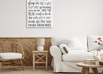Lake House Rules Motivational, 30 x 40 Inch Canvas Wall Art