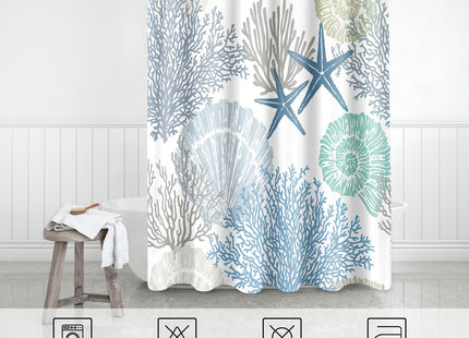 MAYZUS Extra Long Shower Curtain 72 x 84 Inch, Tall Nautical Coastal Decor