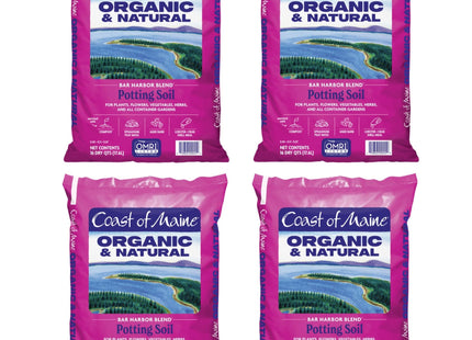 Coast of Maine Bar Harbor Blend, 16qt (Pack of 4) Organic and Natural Potting Soil for Houseplants, Flowers, Vegetables, Herbs and Containers
